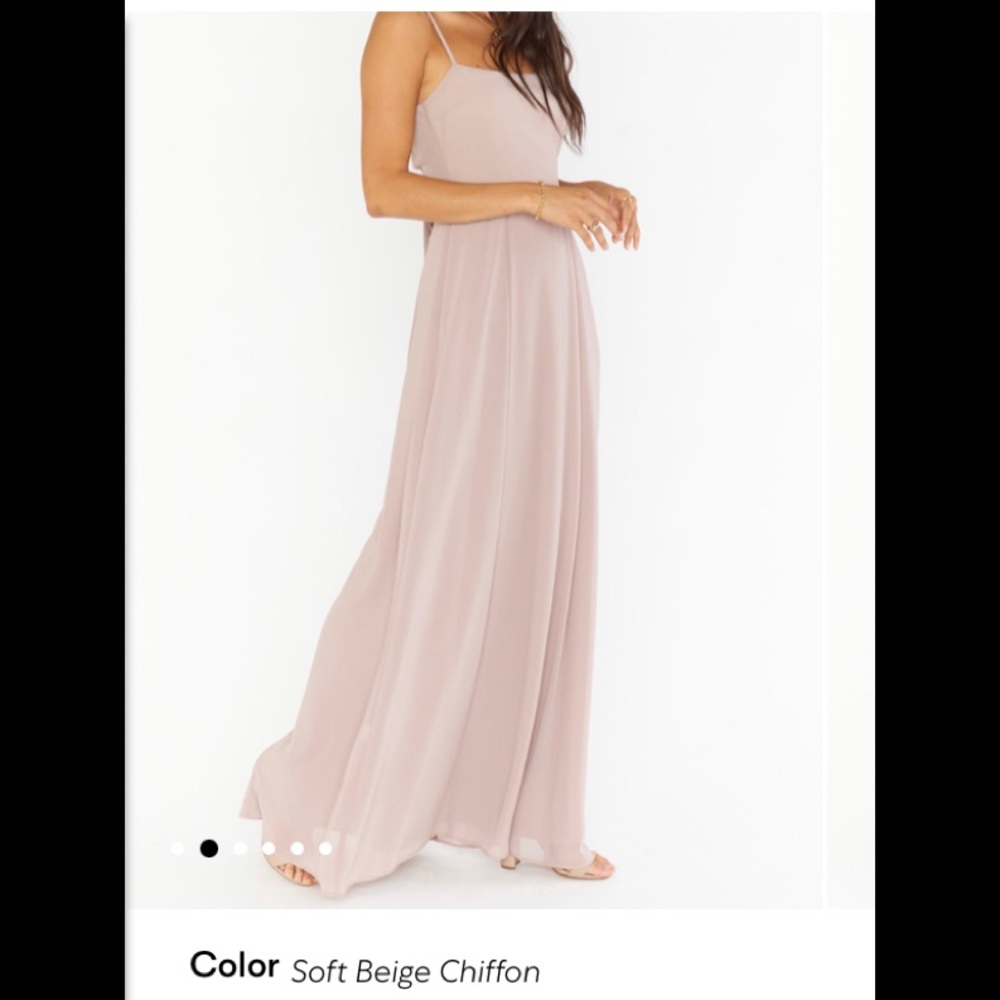 Show Me Your Mumu Lauren Tie Maxi dress in soft beige chiffon